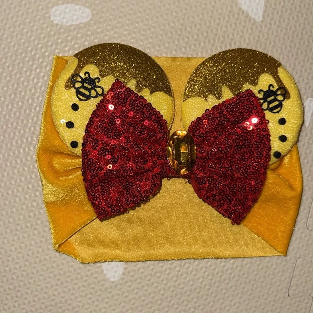 Super cute mouse/bear ears with honey bees and glitter
